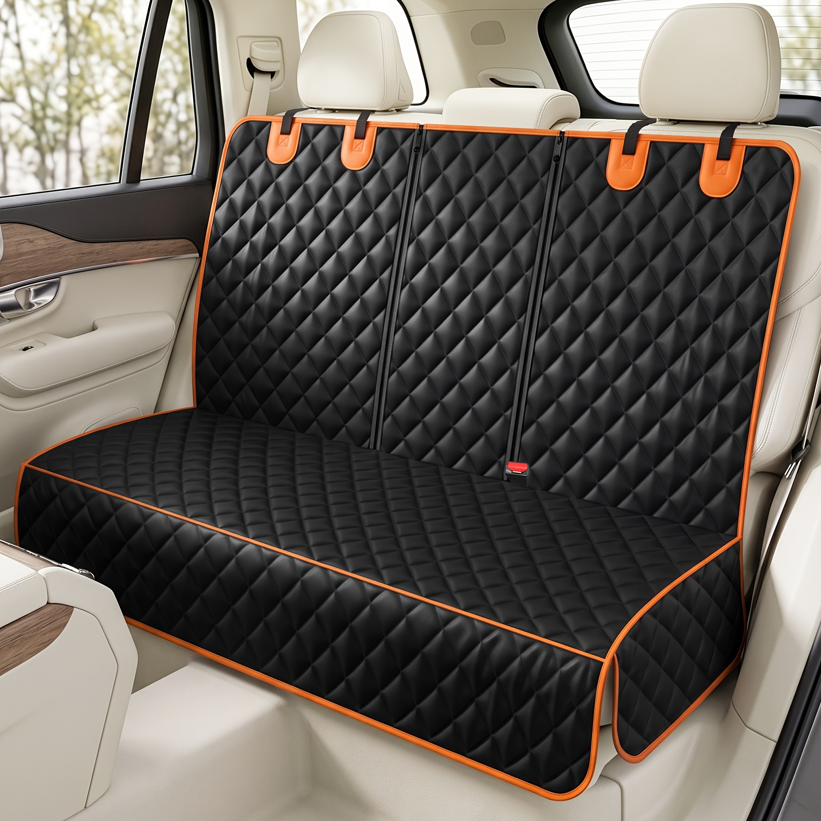 TEMU Coussin de siège arrière de voiture pour chien, Tapis de voyage pour animaux de compagnie aux rayures, Housse de siège arrière de voiture