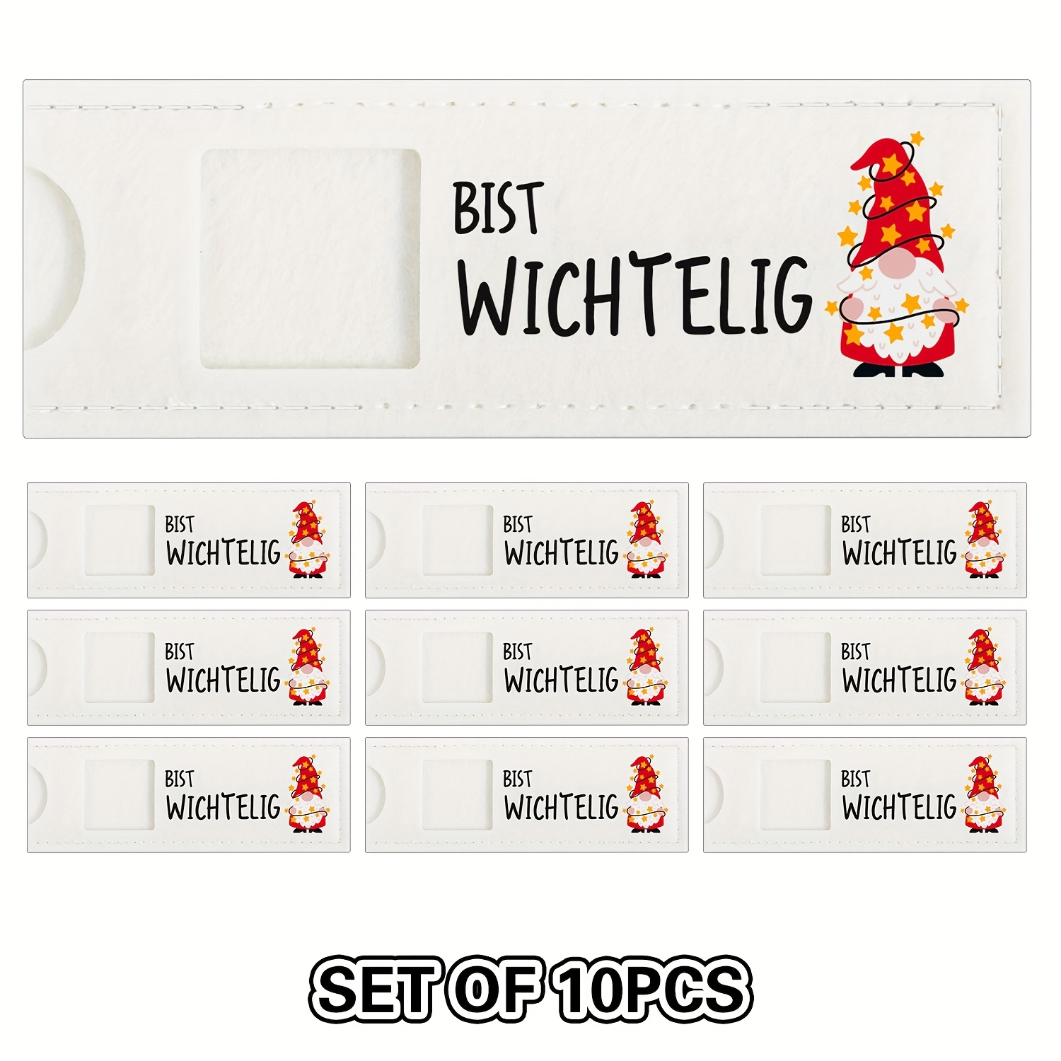 TEMU 10-pack Christmas Felt Gift Wrap Set, Chocolate Bar Gift Bags, Felt Christmas Gift Pouches With Elf Design, Christmas Chocolate Gift Bags