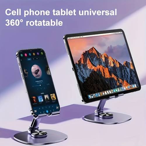 metal phone and tablet stand 360 degree rotation iron structure universal non slip base
