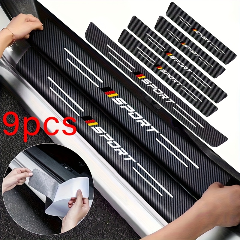 

9pcs Set Universal Car Door Protectors, Anti-slip Leather, Self-adhesive, Sporty Design, Vehicle Doorill Guards