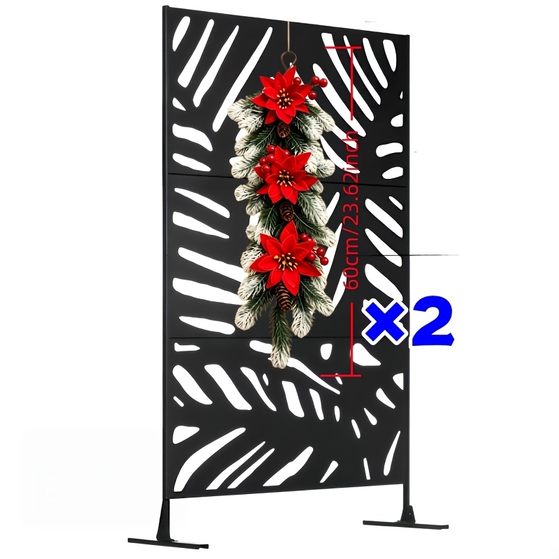 TEMU Aahy 2pcs High-quality Christmas Decorative Garland, For A Festive Ambiance! Artificial Poinsettias, Red Berries, And Pine/cedar Branches, With