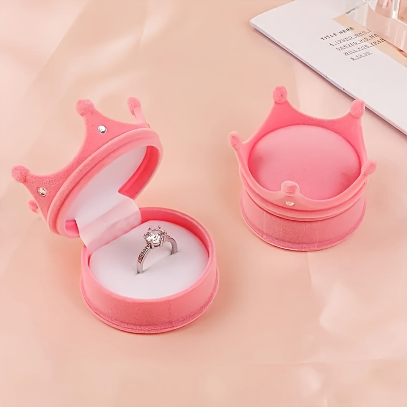 

1pc Cartoon Elegant Crown Ring Jewelry Box Packing Cute Creative Proposal Wedding Ring Box Valentine's Day