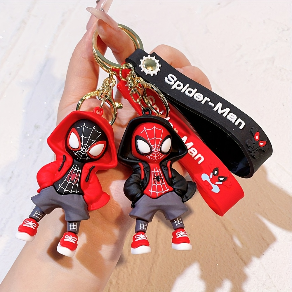 

Single Piece Valentine's Day Gift - Spider-man Inspired Silicone Keychain, Cartoon Hoodie Design, Pvc Key Ring For Bags, Ideal For Men And Women, With No Power Required