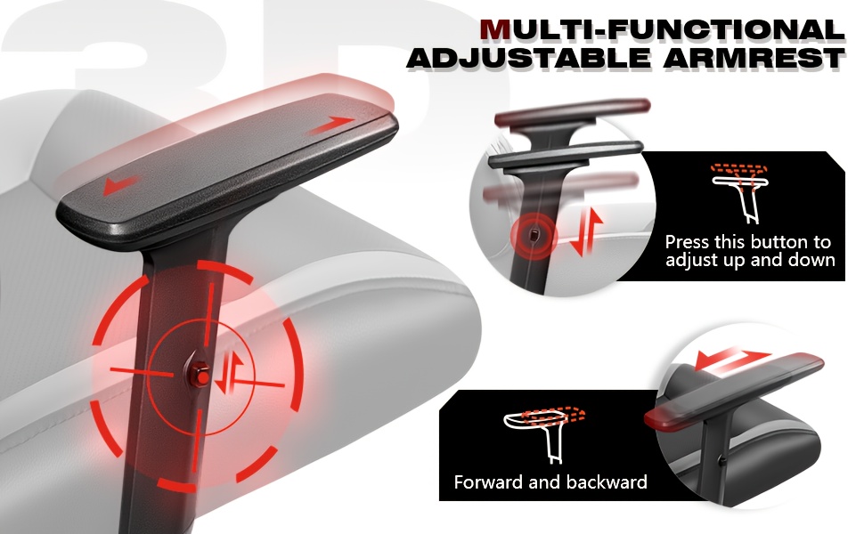 KERDOM Gaming Stoel - Ergonomische Racing Stoel met Verstelbare Hoogte, 3D Handgreep, Lendenkussen & Hoofdsteun, 360° Draaibaar, Ademend Mesh, Schommel Rug