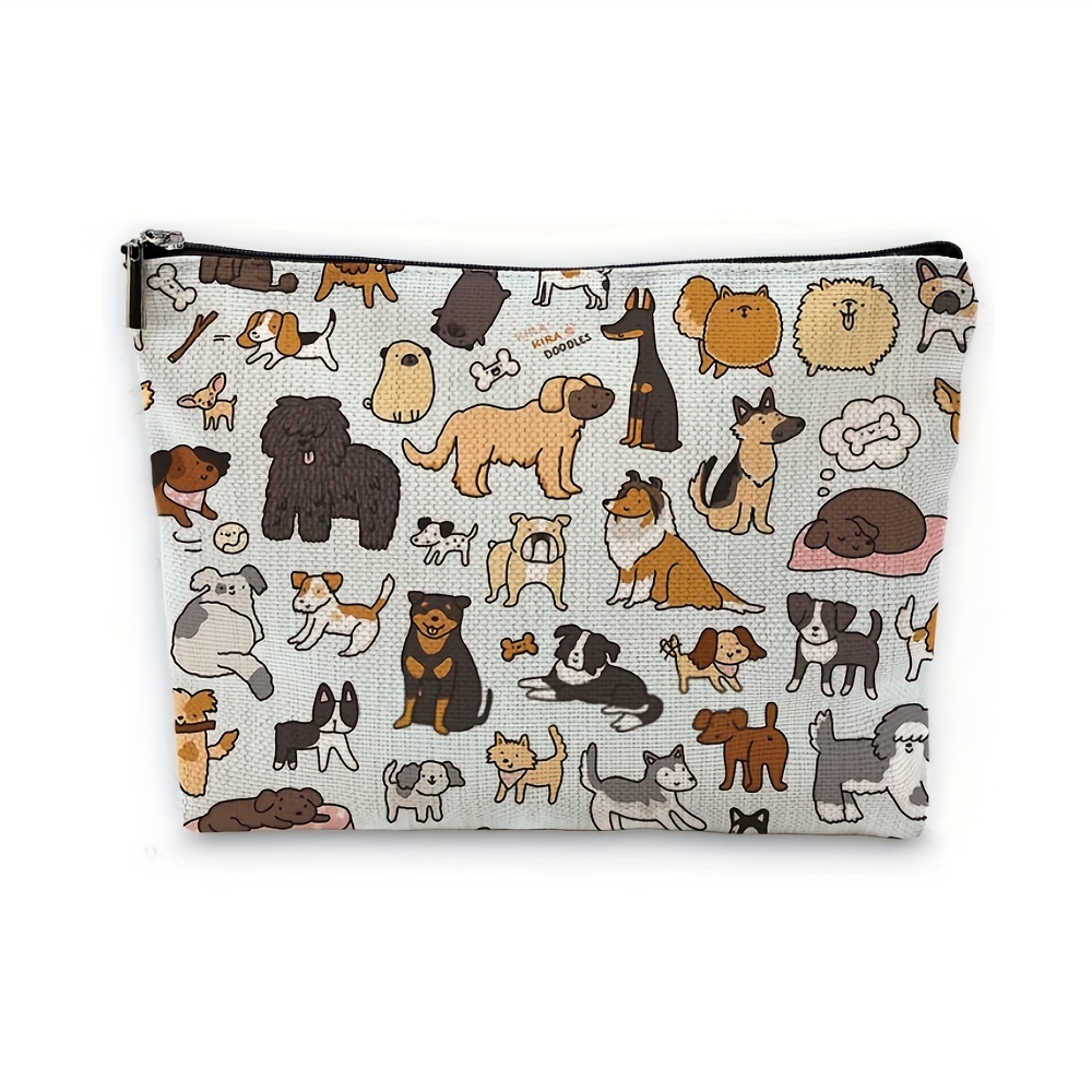 

Canvas Makeup Bag - Water-resistant, Easy-clean Cosmetic Pouch With Funny Puppy Design - Perfect Gift For Dog Lovers, Women & Girls