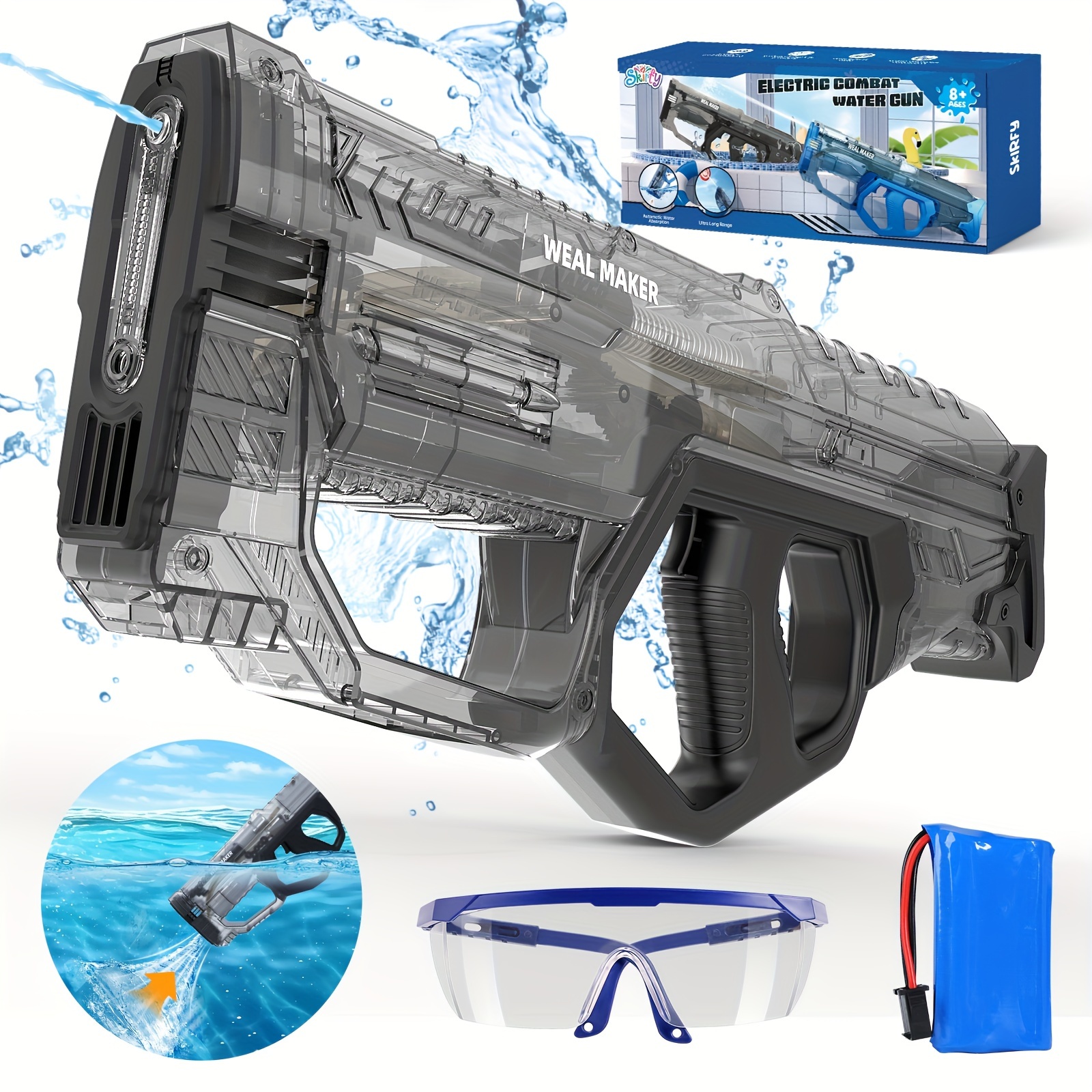 

Electric Water Guns For Adults And Kids, Automatic Water With 260+ Continuous Shooting And 33ft Shooting Range, High Power Water Gun, Summer Pool Outdoor Toys