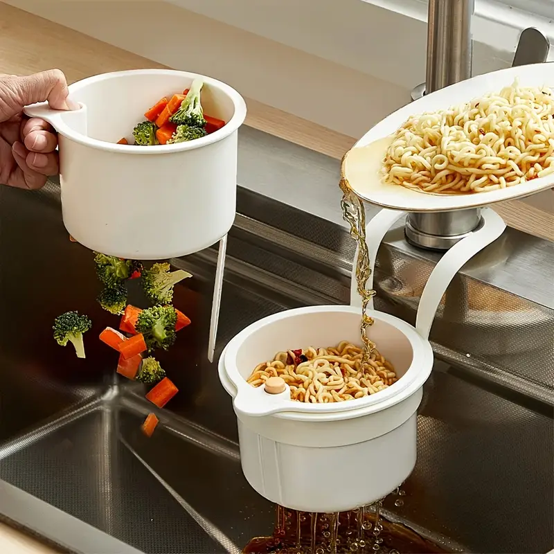 1pc hanging sink drain basket removable   with easy clean durable plastic space saving design for kitchen bathroom sturdy construction Product details 1