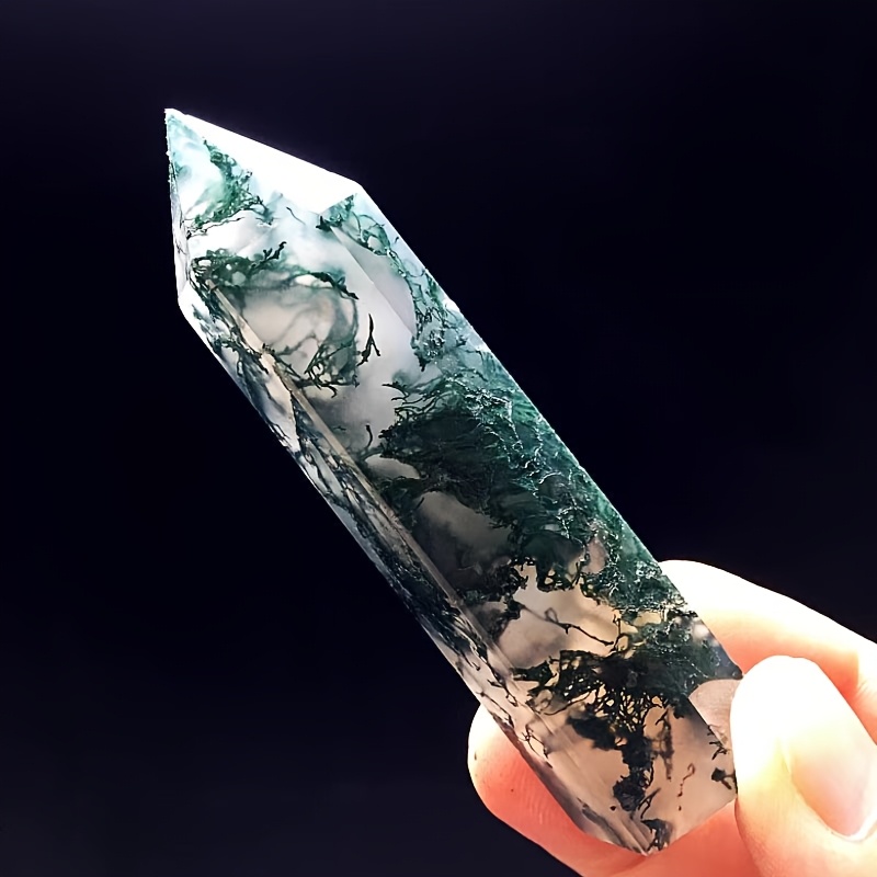 

Natural Moss Agate Crystal Obelisk - Green Gemstone Tower Wand For Decor, Perfect Birthday Or Holiday Gift, Agate, Crystal, Home Decoration, Mineral