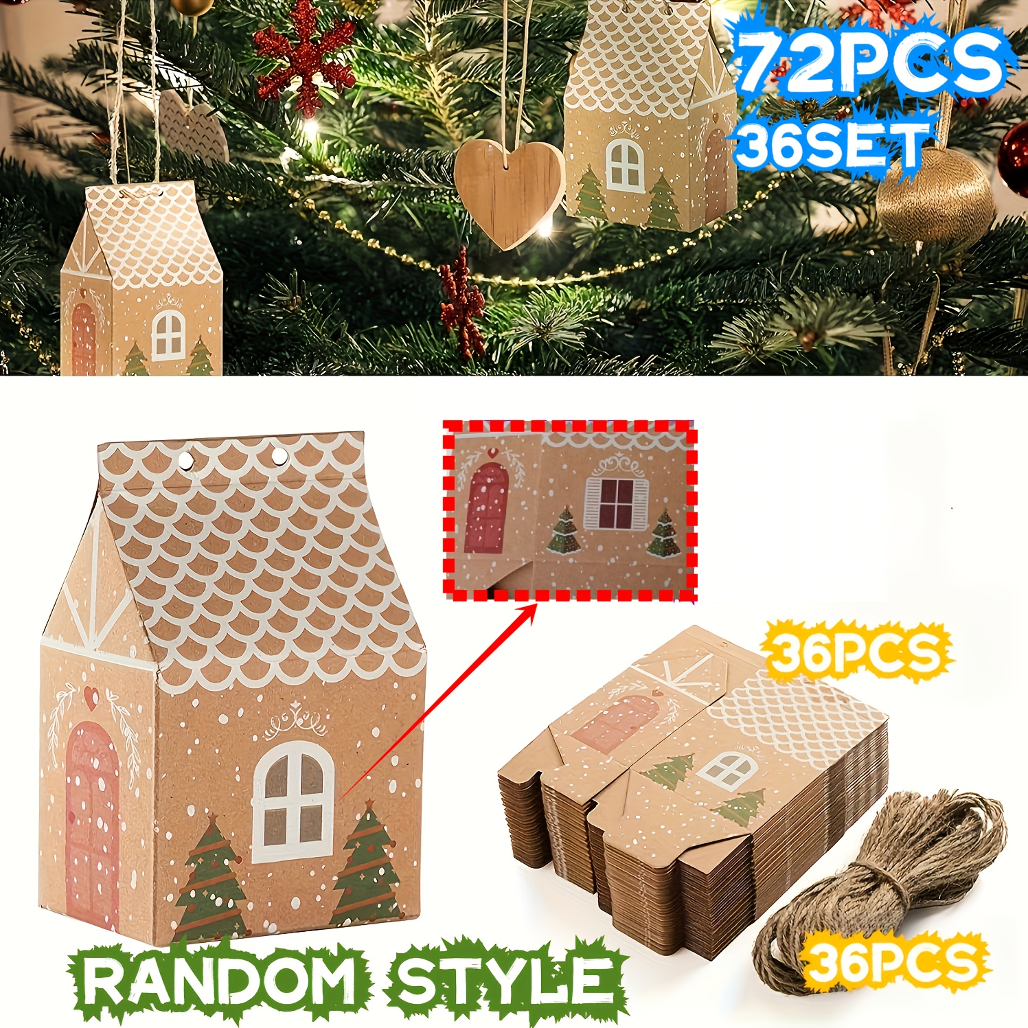 TEMU Regalo para Ella/Él de Dulces Navideños de 24/72 piezas, Mini de Galletas Bolsa de Regalo de Papel , Decoración de Regalo para , Decoración de