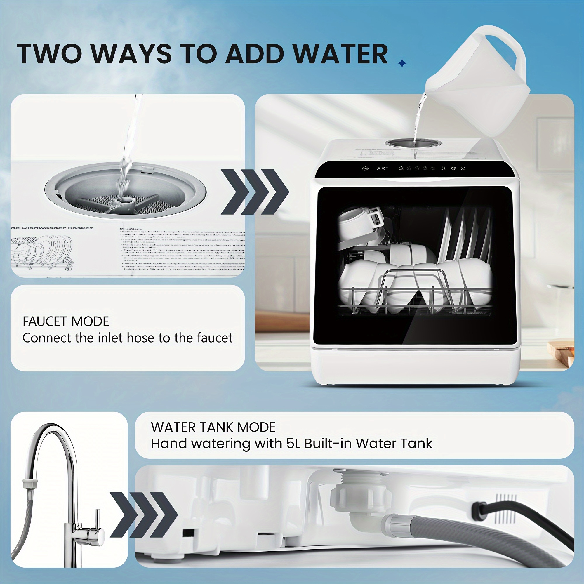  portable countertop dishwasher dish washer with a 5 liter water tank suitable for apartments and rvs provides 6 and no pipe installation necessary details 3