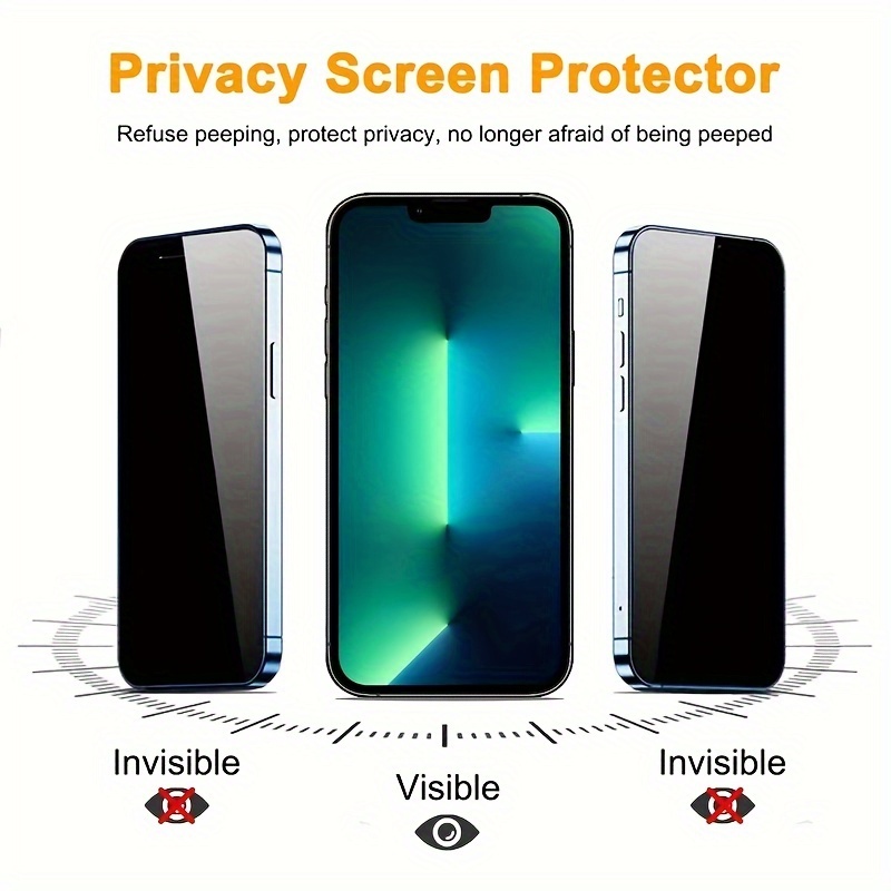 3pcs Privacy Screen Protectors for iPhone 11 12 13 14 15 16 Pro Max Anti-spy Tempered Glass for iPhone 16 15 14 Plus 12 13 Mini 11 12 13 14 15 16 Pro