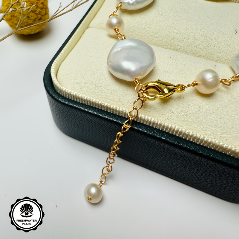 Baroque Pearl Bracelet Button Closure Freshwater Pearls August Birthstone