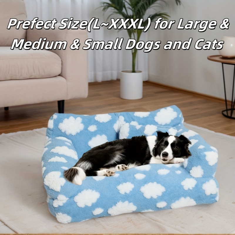 cozy cloud pattern pet sofa bed for dogs cats large   soft warm detachable cover ideal for indoor outdoor use   sofa bed   design durable polyester cover pet beds Product details 4
