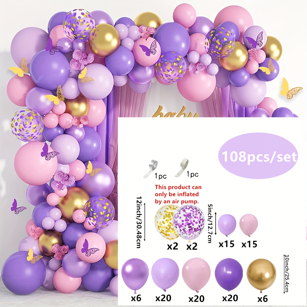 TEMU Juego de 108 piezas de de corona de globos rosa y , con globos dorados y de , adecuado para , , aniversarios de graduación, despedidas de