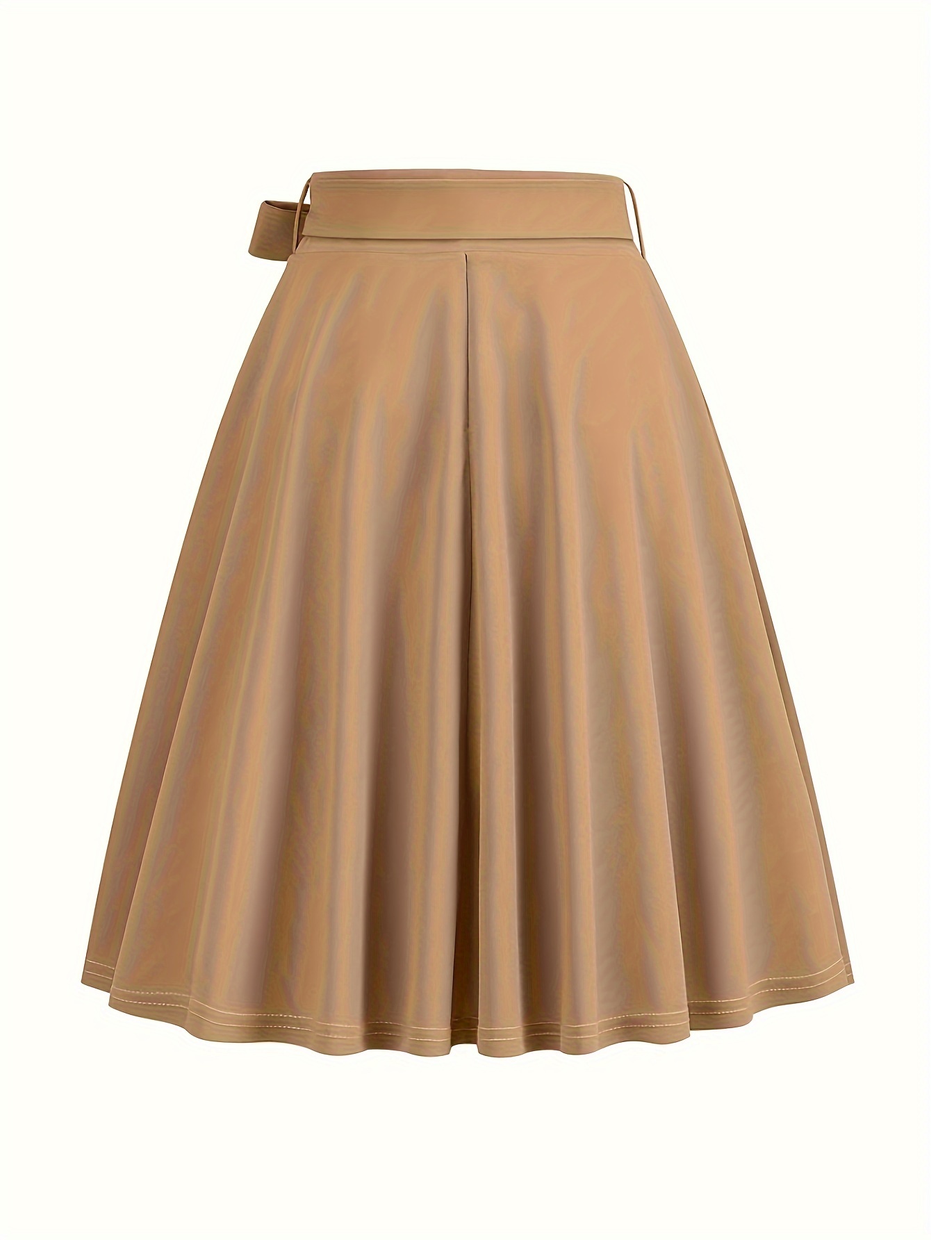 Plus Size A line Belted Skirt Elegant Solid Skirt Spring Temu