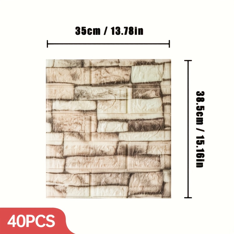 10//40pcs 3d Foam Brick Pattern Wallpaper, 3d Foam Squares Waterproof Wall Sticker, Wall Background Bedroom Living Room Decor Stickers