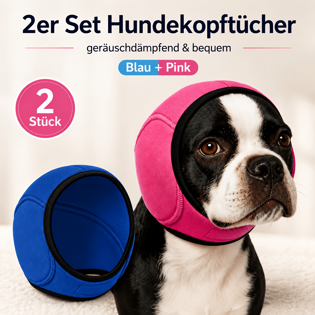 TEMU 2-pack Noise-canceling Dog Ear Muffs, Soft Adjustable Noise-reducing Pet Ear Covers For Anxiety Relief, Suitable For And Fireworks, Grooming,