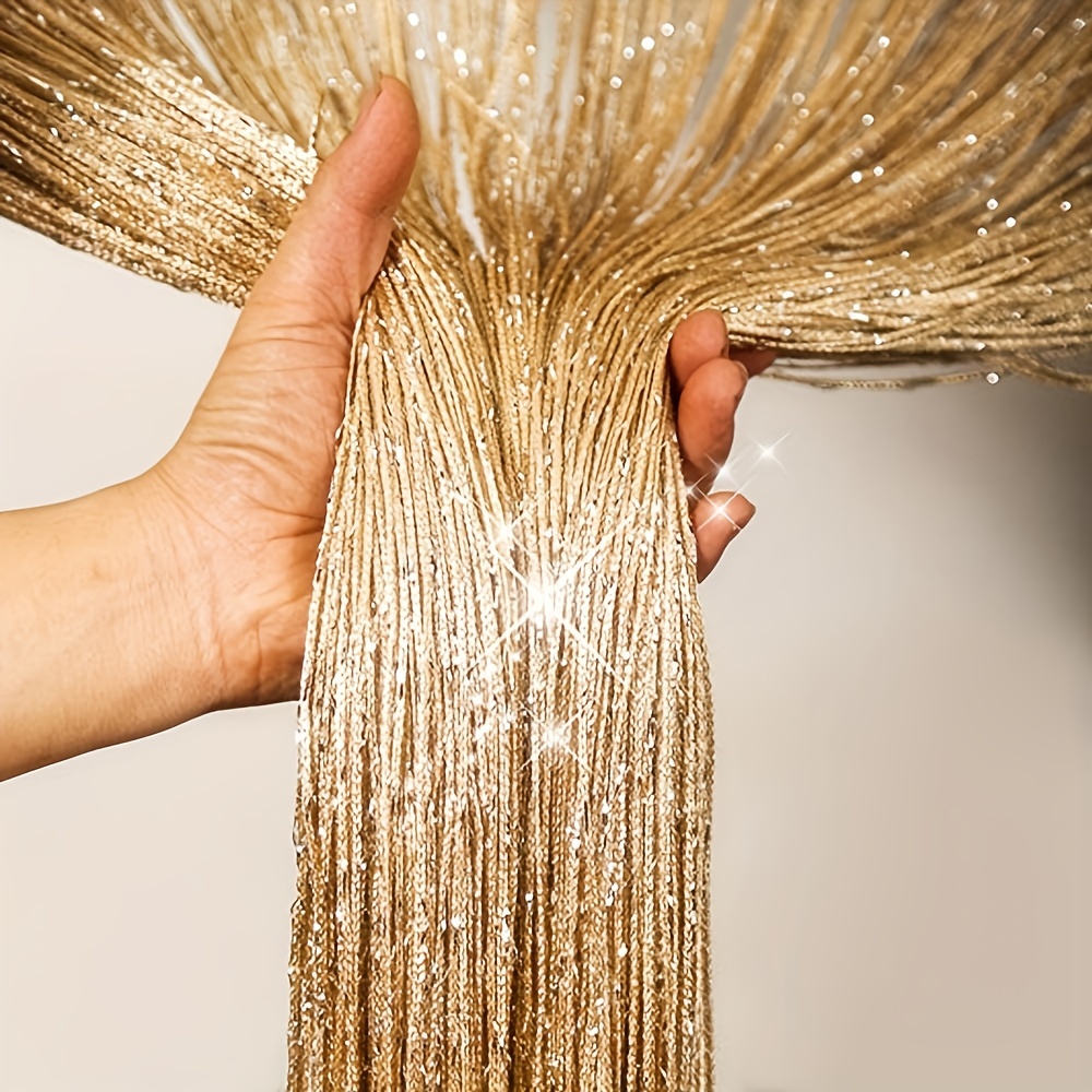 1pc Fringe Curtain X H300cm With Silver-threaded Shimmering Fringe For Home Decor, Windows, Doors, Room Partitions, And Drapes