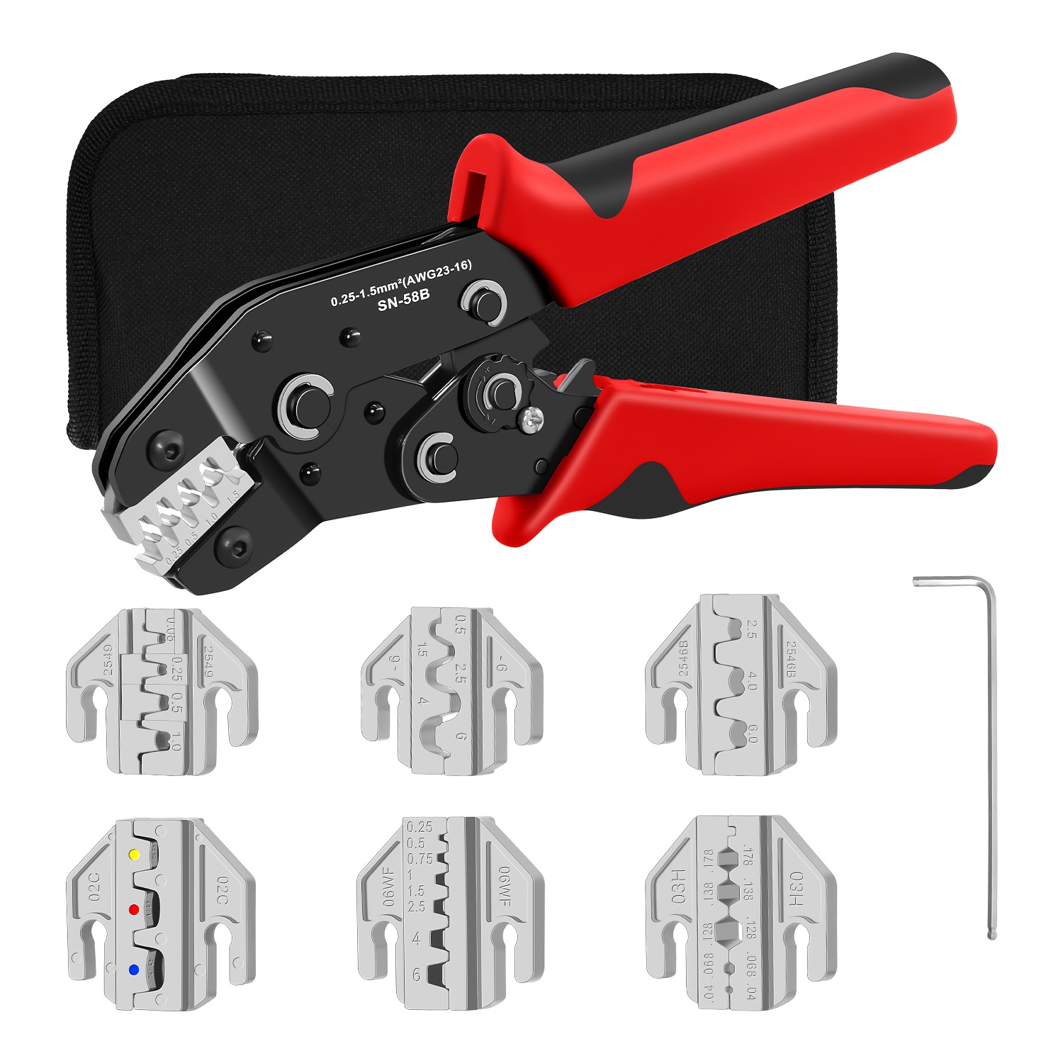 E-shop Multifunktionales Crimpwerkzeug-Set mit Werkzeugtasche, passendem austauschbaren Biss, geeignet für