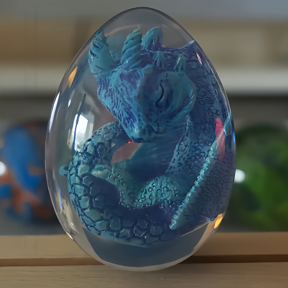 Œuf Dinosaure / Dragon En Résine Transparente - Décoration Cristal, Cadeau Unique Fantasy