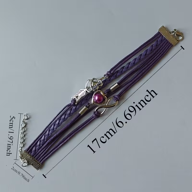 new arrival fashion retro bow love heart multicolor rope multi layer bracelet 3