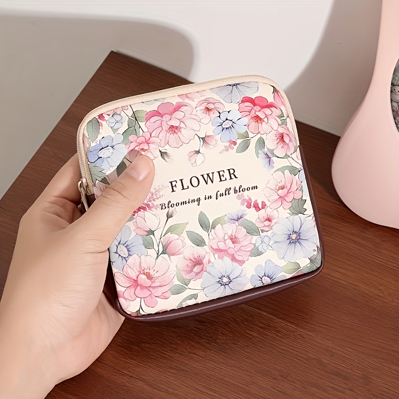 TEMU Sac de portable rétro style peinture à l'huile pour femmes, sac de rangement pour câble de données et écouteurs, petit sac pour rouge à lèvres,