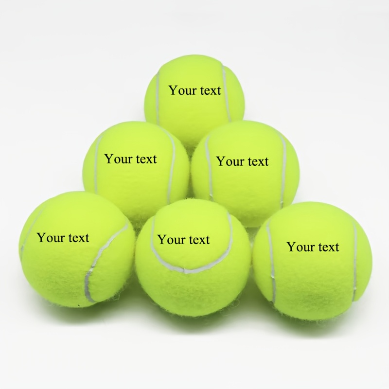 TEMU Customized Name, 6pcs High Elasticity And Durable Rubber Tennis Balls For Training And Competition