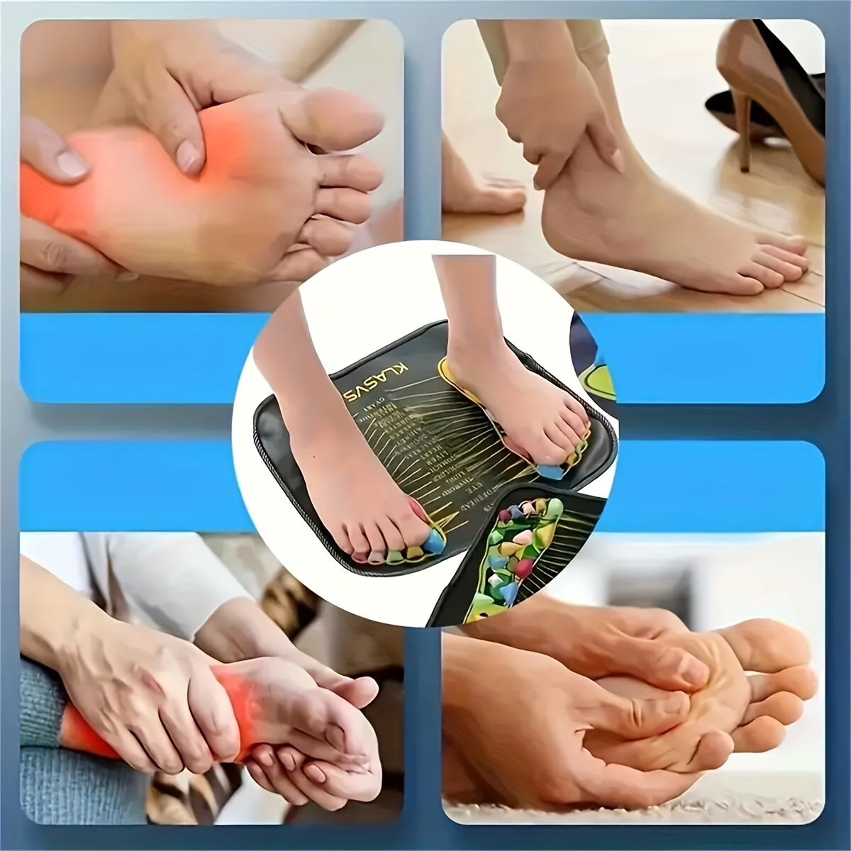 colorful stone foot acupressure mat   pebble like massage pad for home use details 3