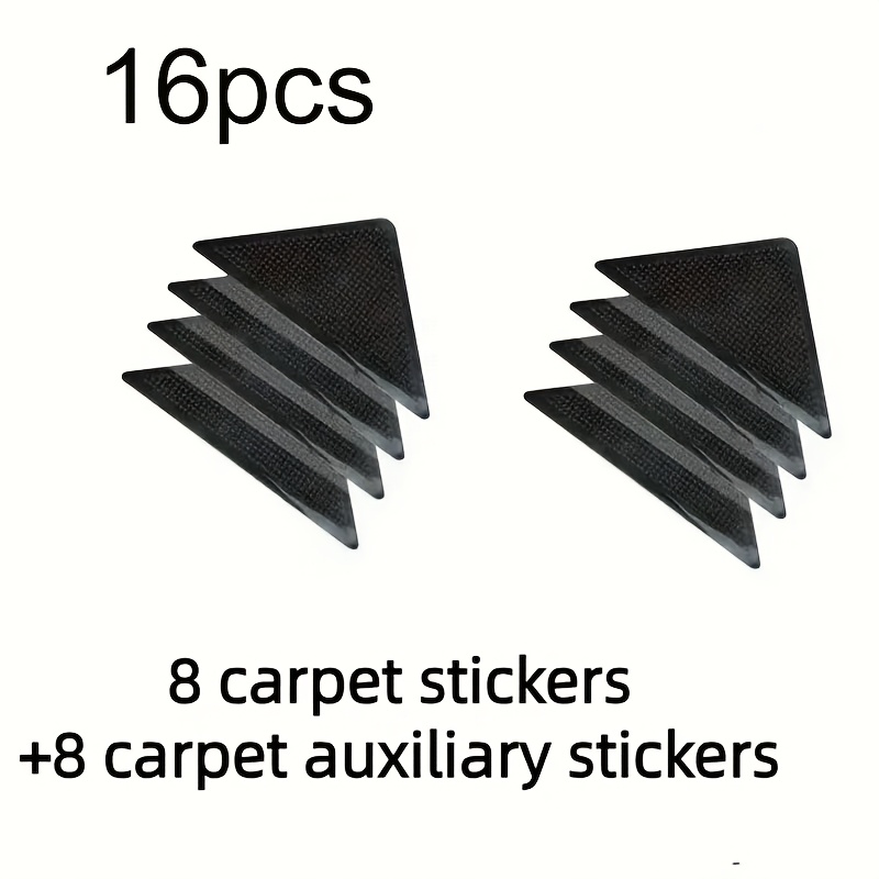 Image of 16pcs Reusable And Washable Anti-slip Carpet With Double-sided Tape, Anti-slip Carpet Stickers, Safe Home Decoration - Carpet Stickers (8 Carpet Stickers +8 Auxiliary Stickers)
