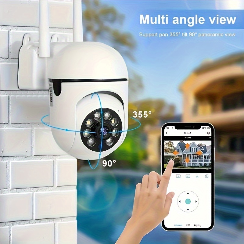 2mp high definition 1080p 2 4g wifi wireless camera ip camera ptz camera automatic tracking alarm and color night vision floodlight   household horizontal 350 degree and vertical 90 degree rotation two way voice christmas gift details 7