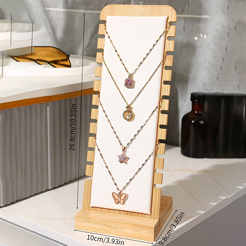 TEMU Large Wooden Necklace & Pendant Organizer - Detachable Display Stand For And Women's Jewelry Storage, Jewelry Towers