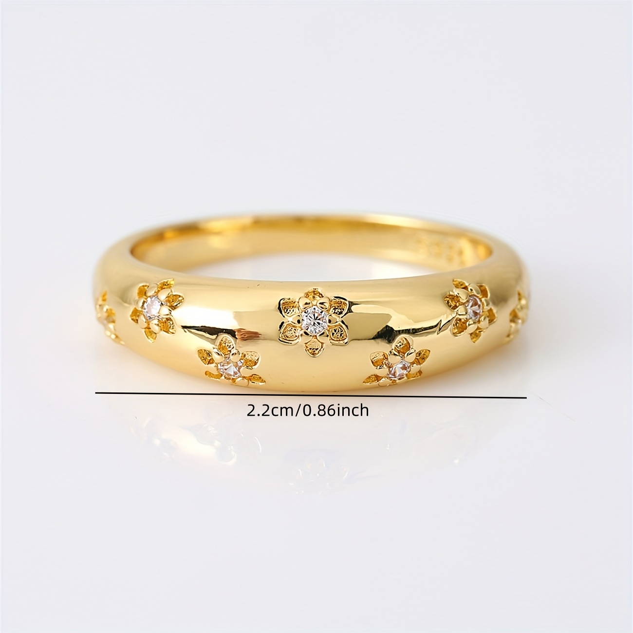 Copper Zirconia Ring - Floral Golden & Silvery Plated