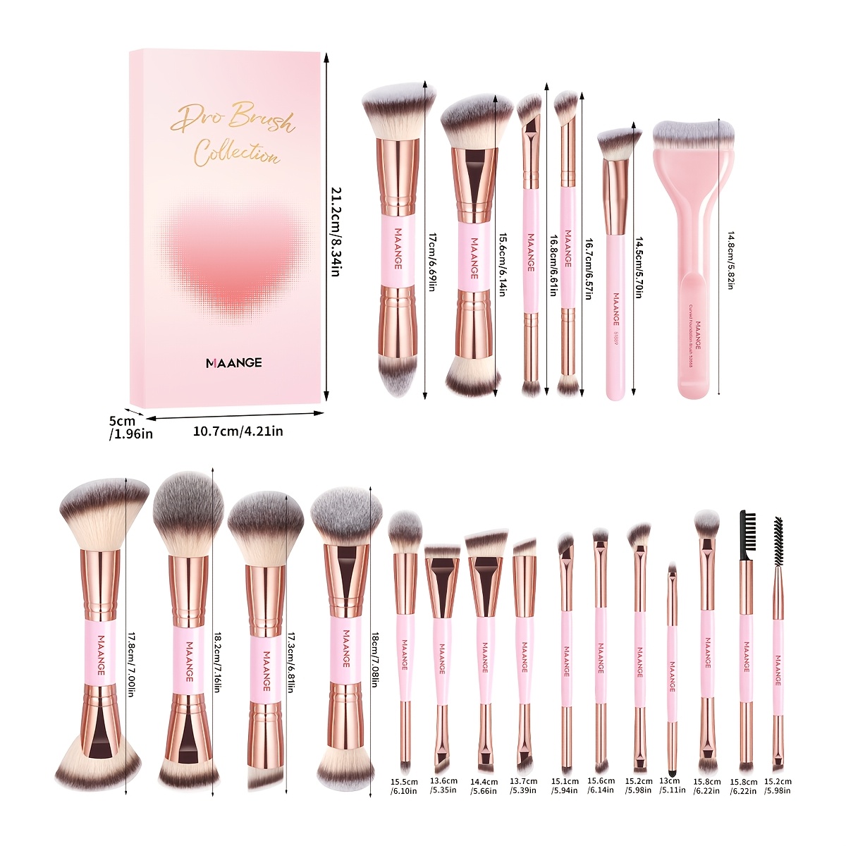 MAANGE Summer Pink 22pcs Soft Fluffy Makeup Brushes Set
