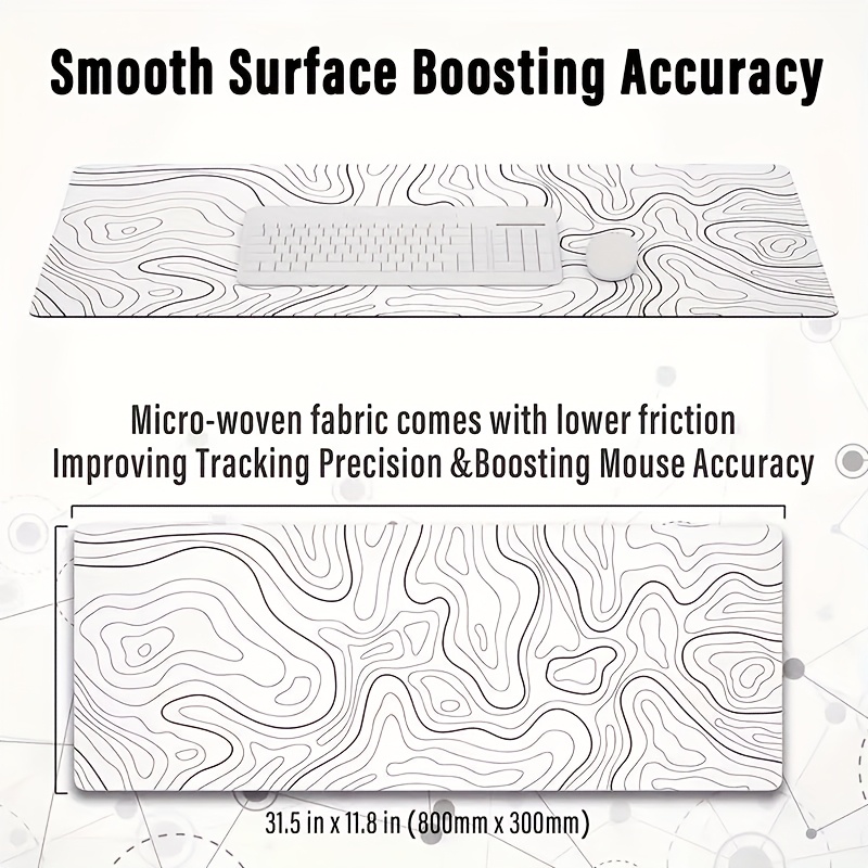 topographic mouse pad white extended gaming mouse pad topographic desk mat laptop desktop decoration writing pad suitable for work games office home topographic contour Product details 0
