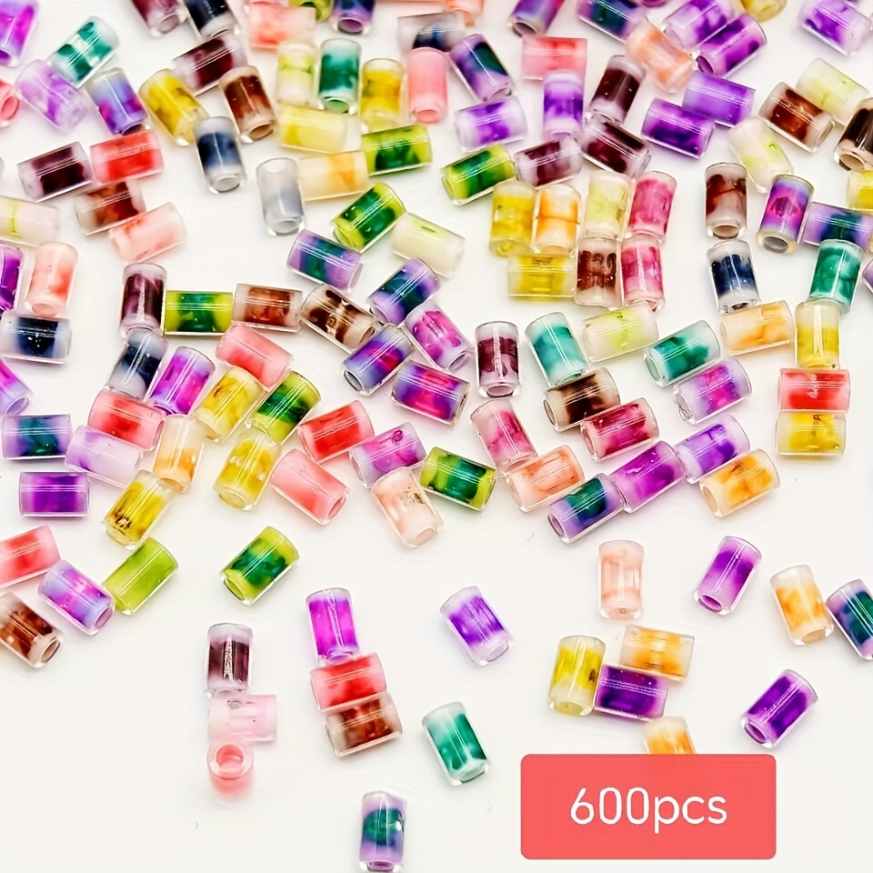 Watercolor Tube Glass Beads, Diameter 2*4mm, Suitable For , Bracelets, Necklaces, Earrings, And Crafts