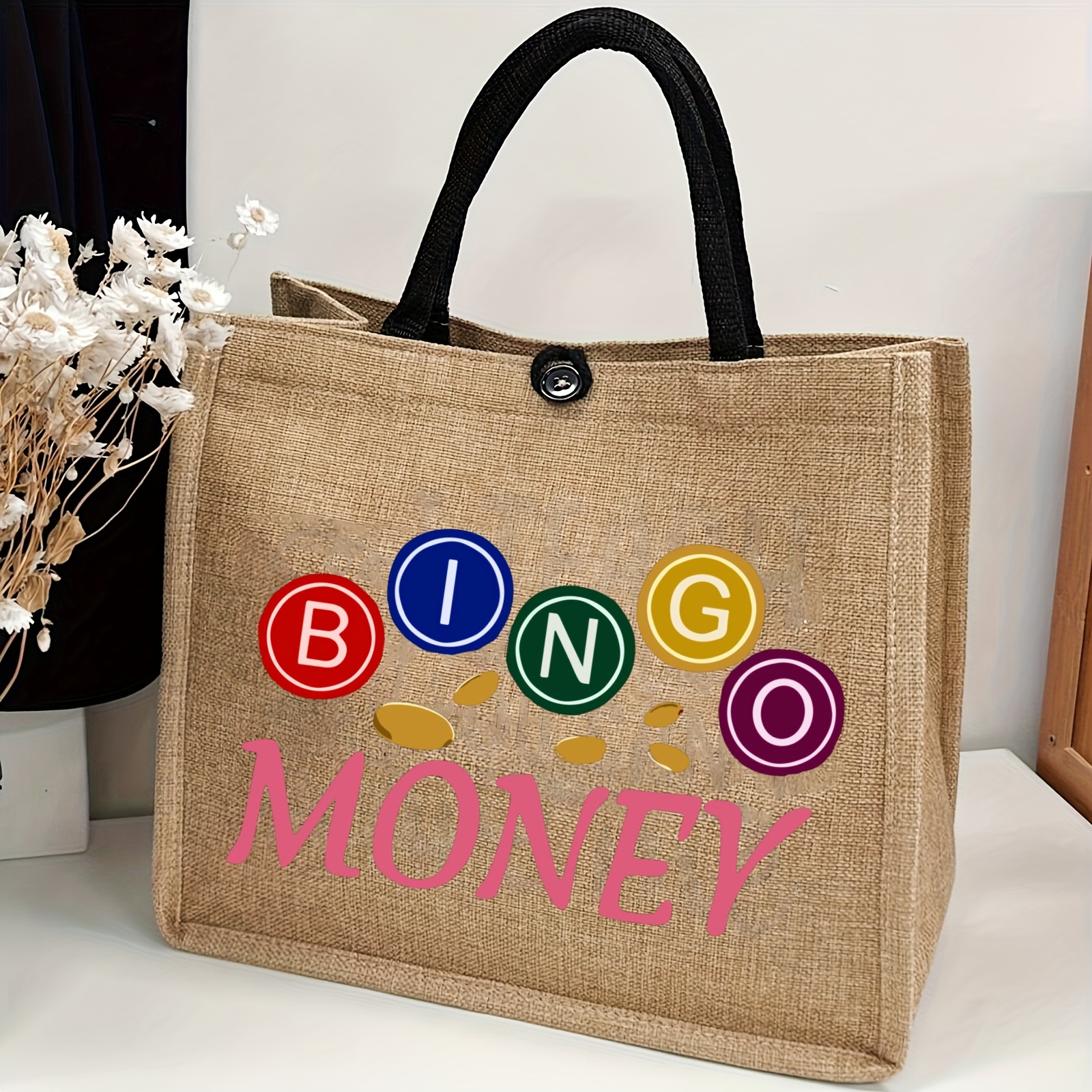 

Bingo Money Pattern Tote Bag, Large Capacity Bag, Beach Bag, For Daily Commute, Travel, Shopping