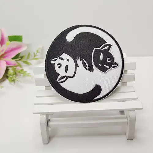 Buy Yin Yang Harmony Cat Iron On Patch Embroidered Sew On Applique Badge Online In India - Foto 4