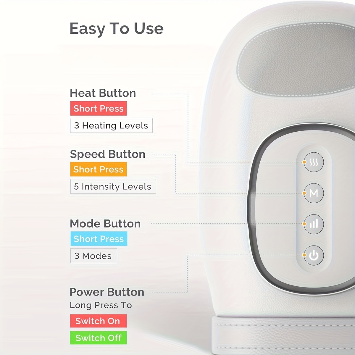 massageur de mains intelligent - cadeau idéal, massageur de mains à pression chaude avec 3   de massage et 5 modèles dondes  . parfait  , femmes et parents Détails du produit 2