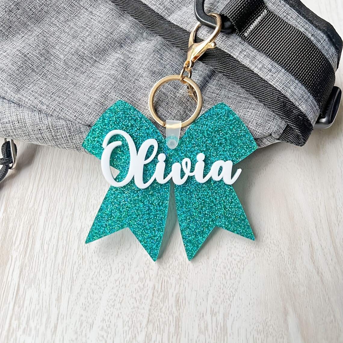 TEMU Personalized Cheerleader Bow Bag Tag, Custom Acrylic Keychain With Name, Cheer Mom Merchandise, Premium Cheerleader Gift, Cheer Gift