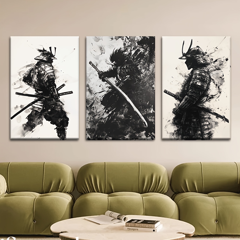 TEMU 2d Flat, 3pcs/set, Canvas Painting--unframed, Japanese , Posters And Prints, Living Room, Library, Office, Cafe, Bar, Abstract Art, Perfect