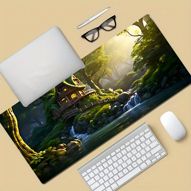

Quiet Forest Large Game Mousepad Computer Hd Keyboard Mousepad Desk Pad Natural Rubber Non-slip Office Mousepad Desk Accessories