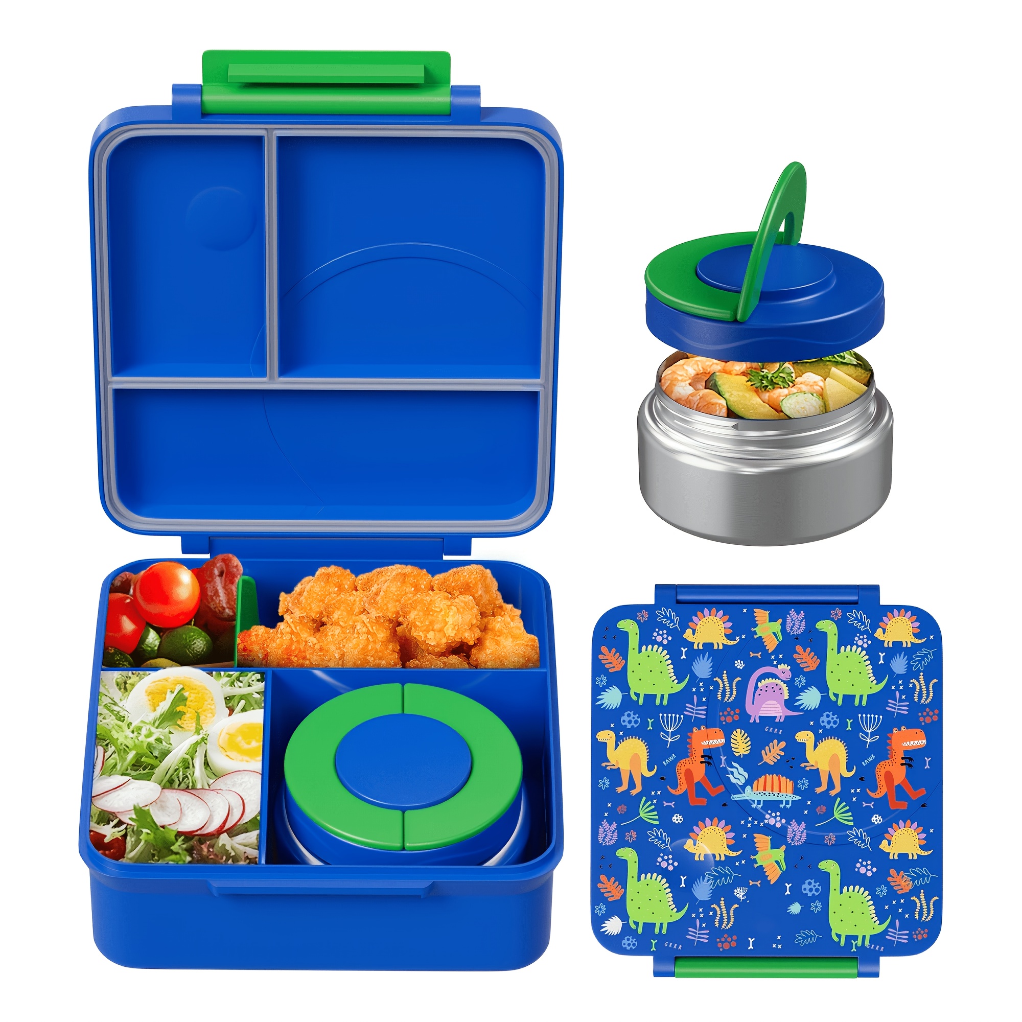TEMU 54oz/1600ml Large-capacity Insulated Lunch Box Leak-proof Four-compartment Lunch Container Includes Separate Soup Jar Suitable For Hot Or Cold