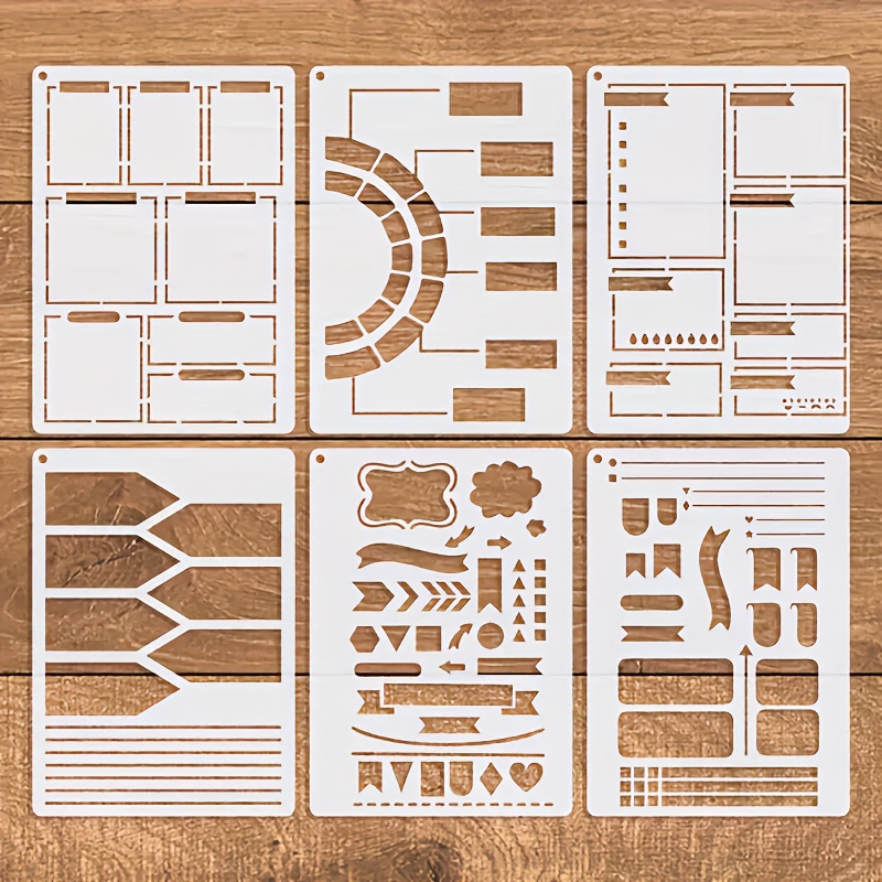 6pcs 5×7 Inch Journaling Template Set - Suitable For Notebooks, Diy Planners, Handwritten Fonts, And Creative Writing Projects, And Dot Journaling Templates