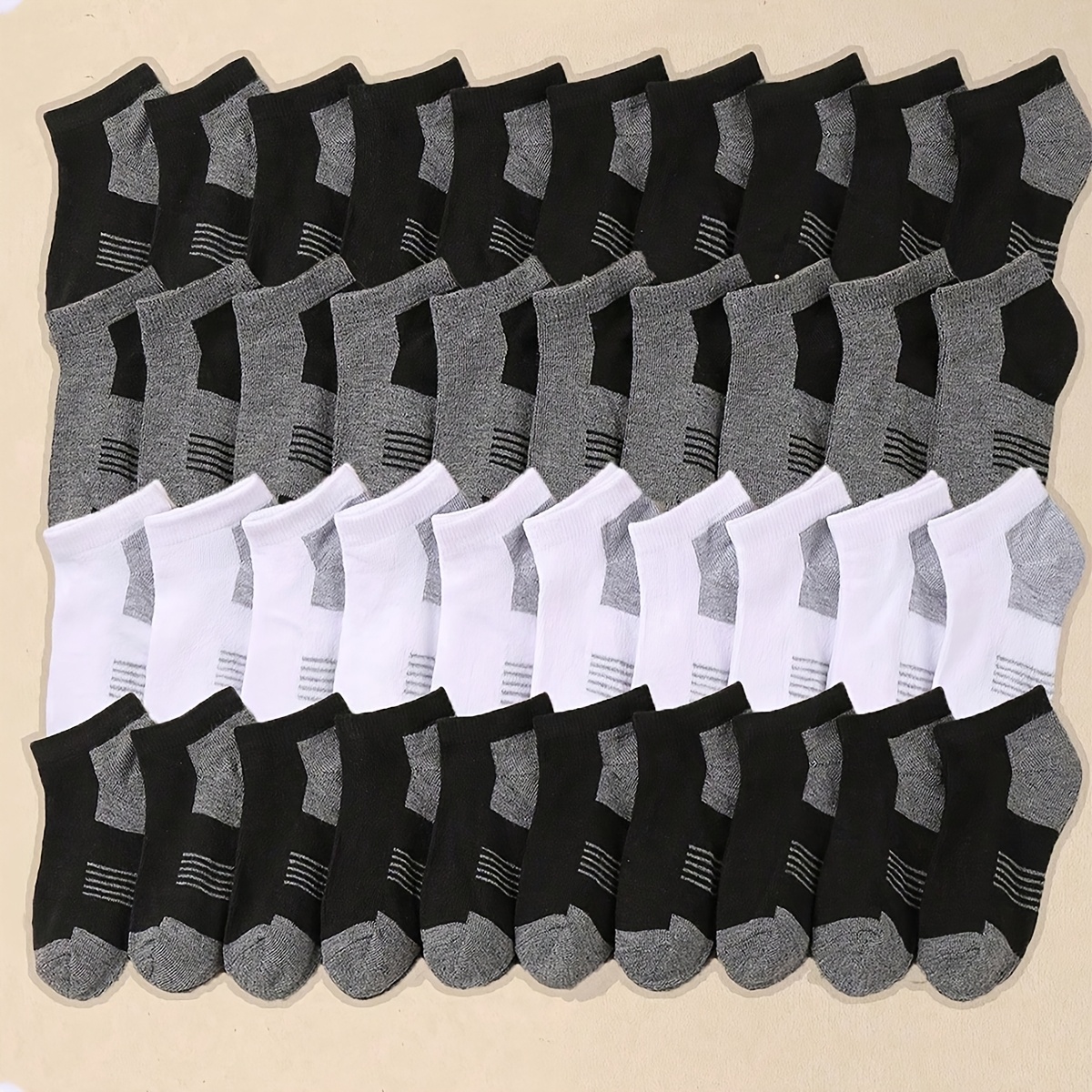 Autumn And Winter Necessities, 20 Pair Of Solid Color Striped Short Socks, Daily Warm Clothing