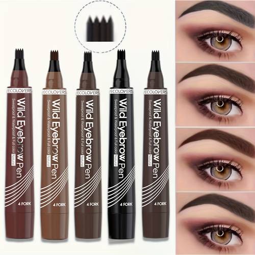 4 fork eyebrow pen waterproof smooth non dyeing eyebrow pencil fast drying long lasting liquid eyebrow pen