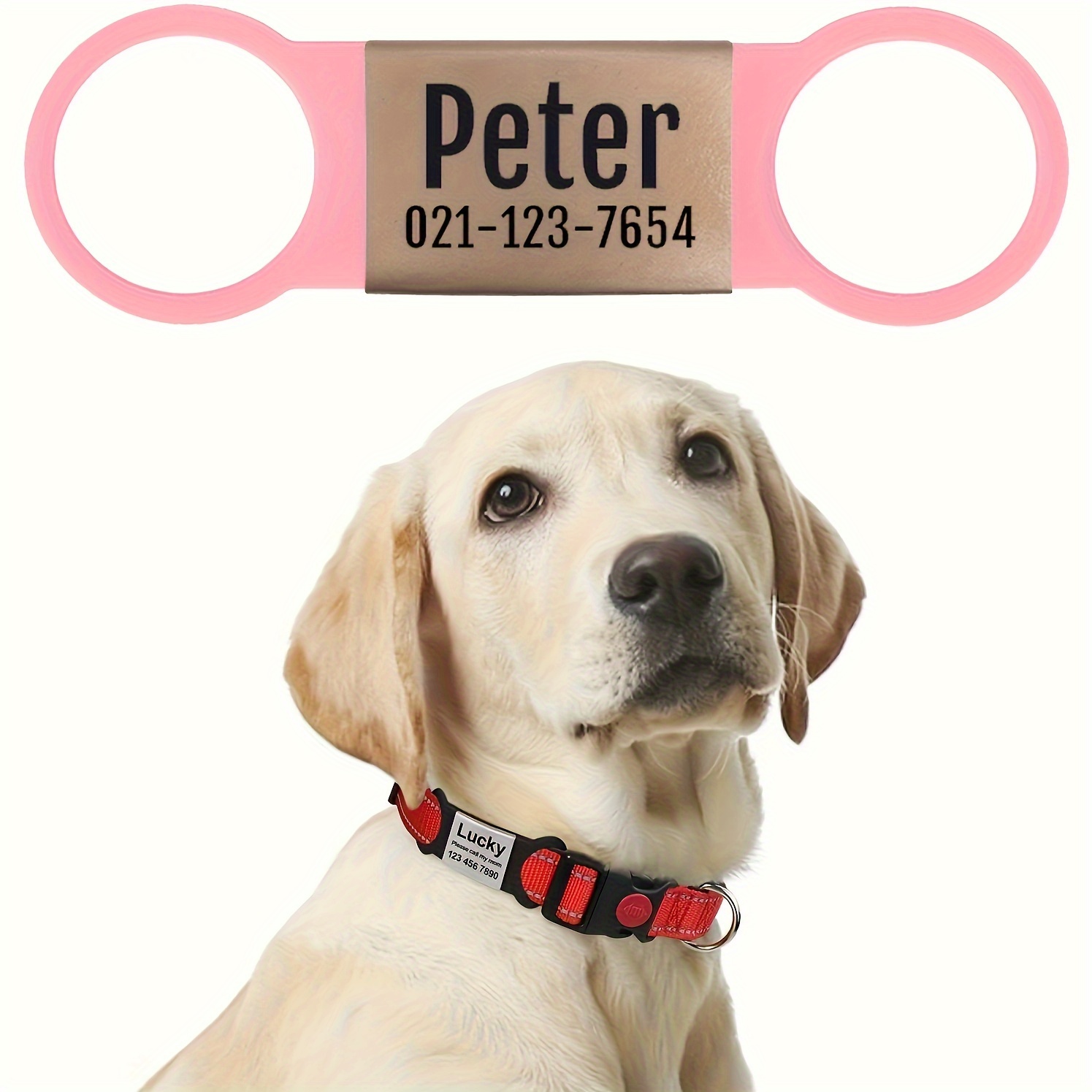 

Custom Engraved Rose Id Tag - Silent Nameplate For Dogs & Cats, Fit With Elastic Silicone Band, Personalized Collar Accessory By Joytale