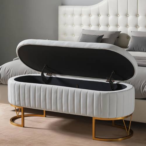 modern 46 46 5 depending on orientation oval velvet storage bench with hinged lid mechanism lid plush upholstered ottoman for end of bed entryway living room wood frame space saving furniture