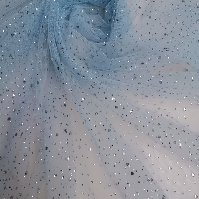 1pc Shimmering Rhinestone Tulle Fabric Multicolor Hot-drilled Mesh Headscarf Decorating Textile Handmade Sewing Material 59inch Wide 36/108/180inch Long