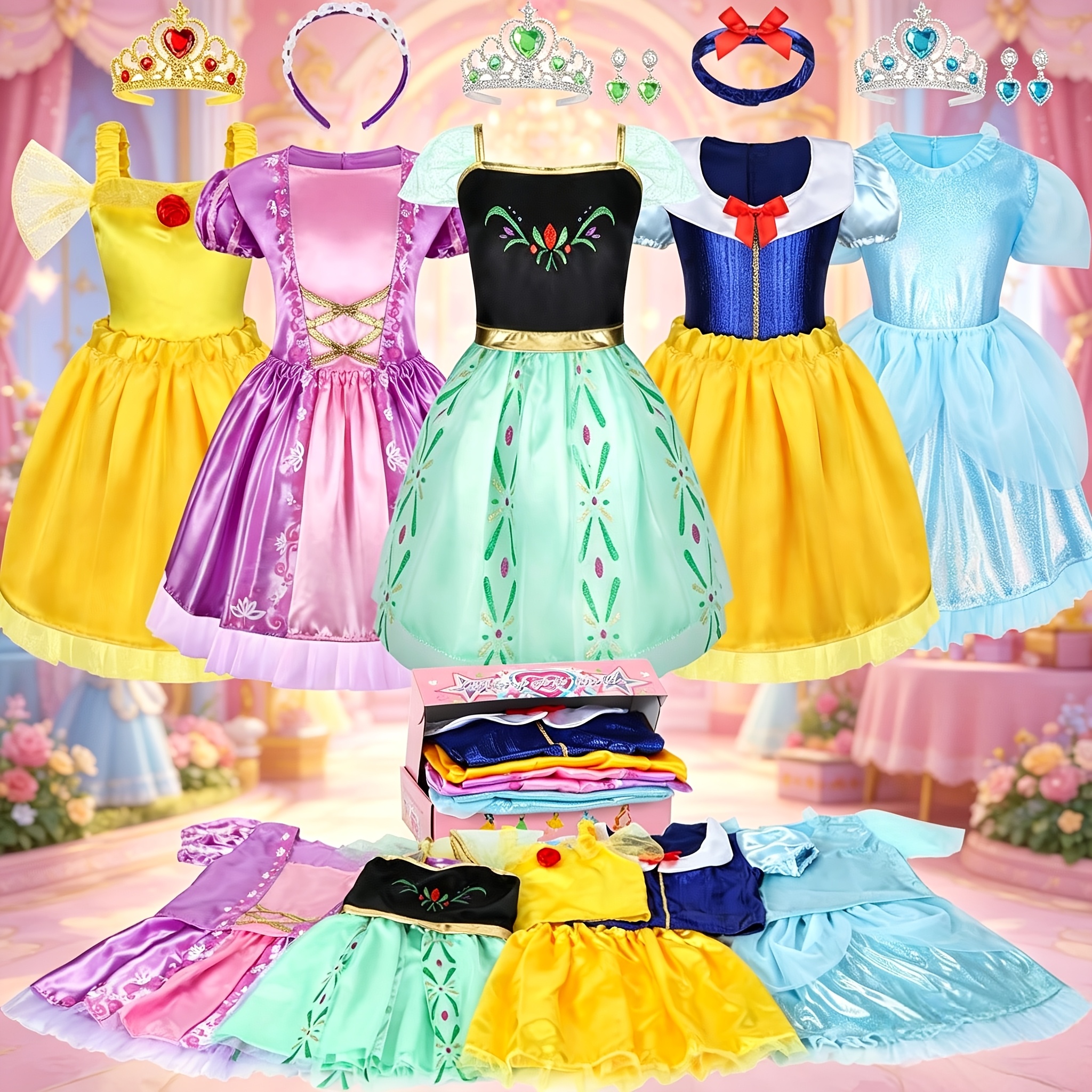 strapless open back dress Sleeping Beauty & Snow White Wooden Magnetic Dress-Up- Melissa and Doug main image 1