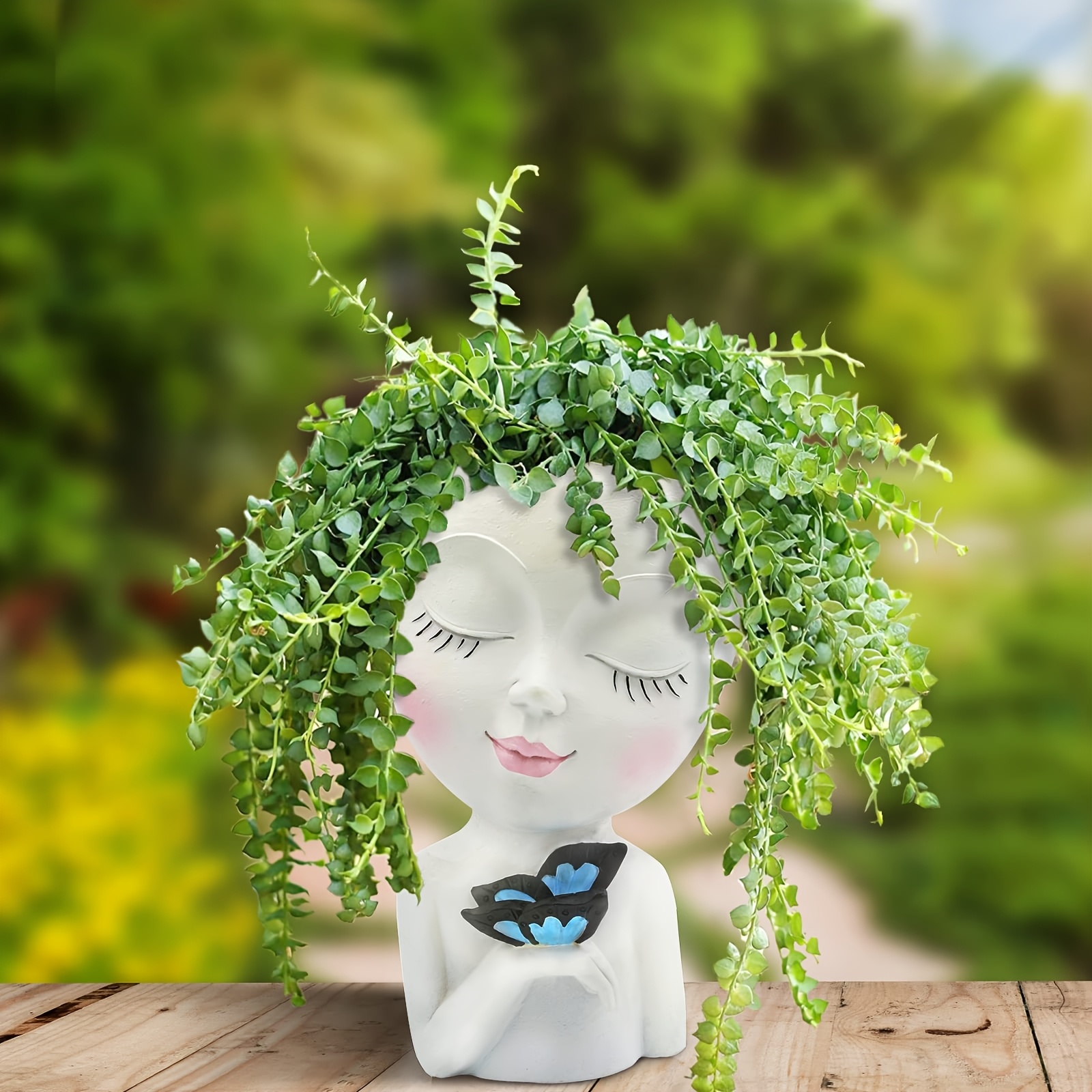 

Face Planters Pots Head For Indoor Outdoor Planter Pot With Butterfly, Planter With Drainage Hole Face Flower Pots